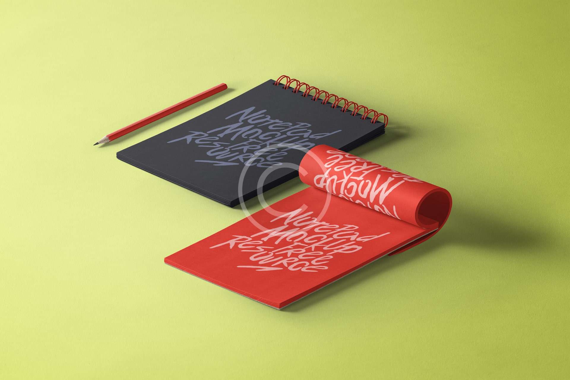 Black and red notepads free mockup